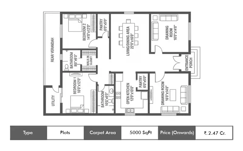 Sugee Verandas Plots floor plan, 5000 sq ft carpet area